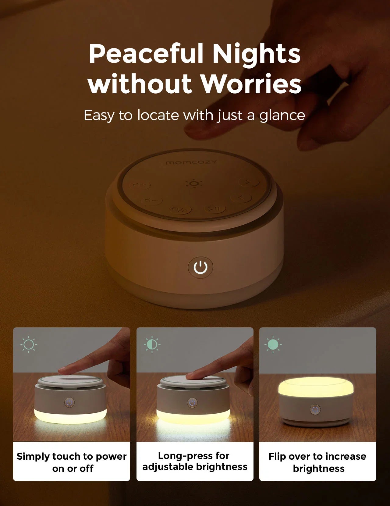 Momcozy Baby Sound Machine - Long Battery Life (Warm Light)