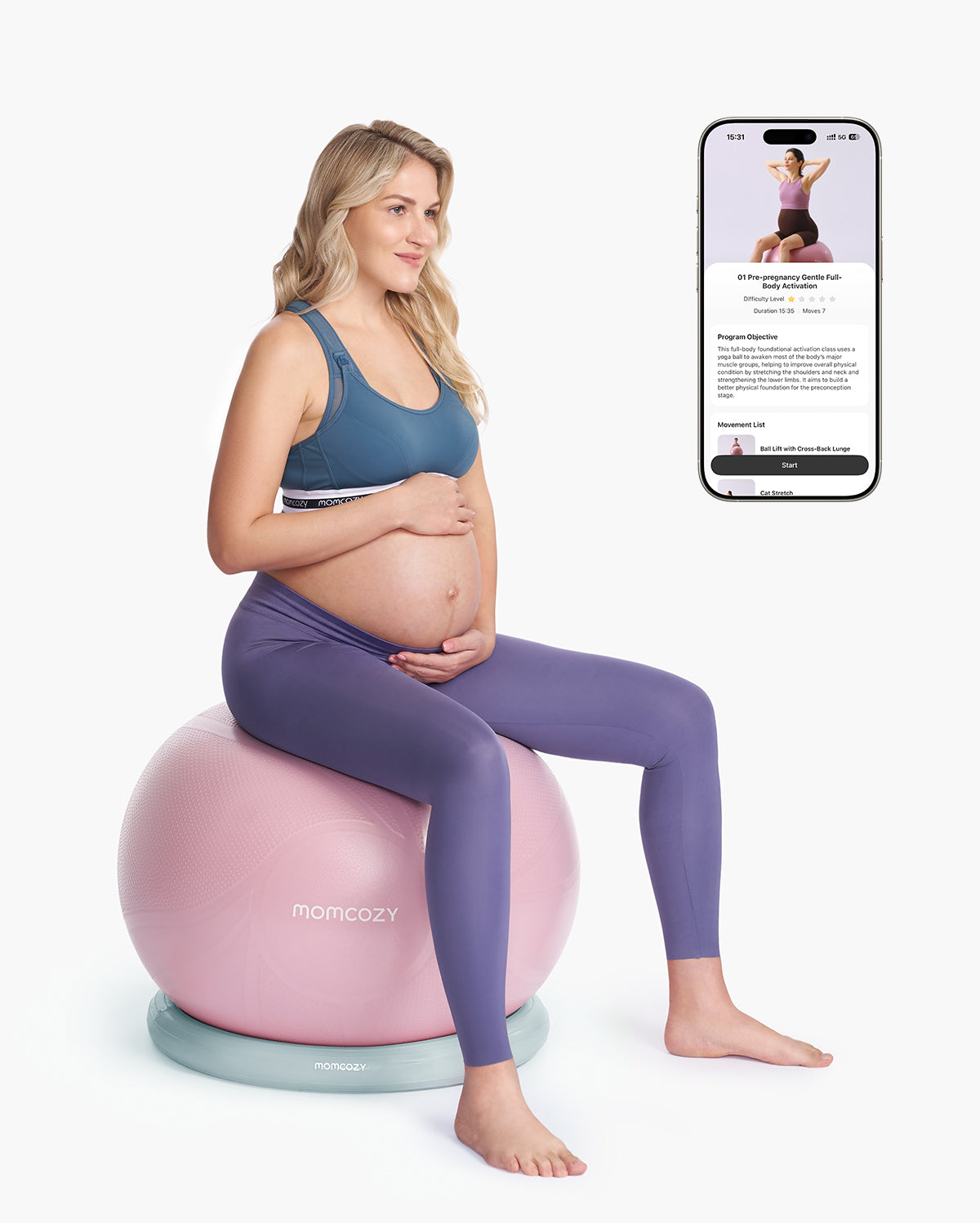 Momcozy BirthEase Maternity Exercise Ball-Petal Sky