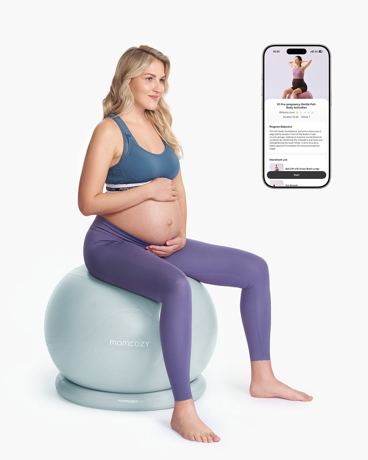 Momcozy BirthEase Maternity Exercise Ball-Glacier Blue