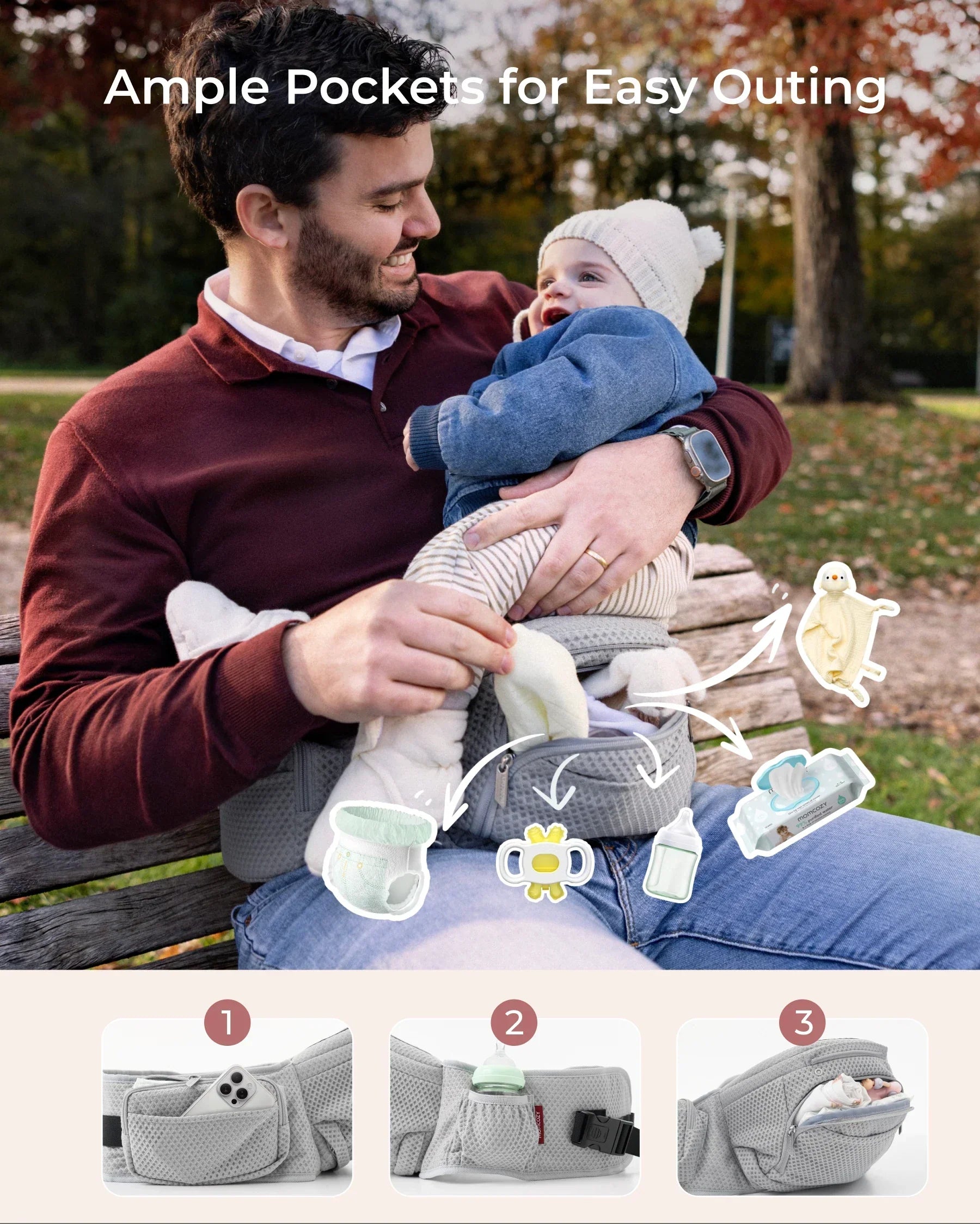 Momcozy 2-in-1 Nosidełko Biodrowe