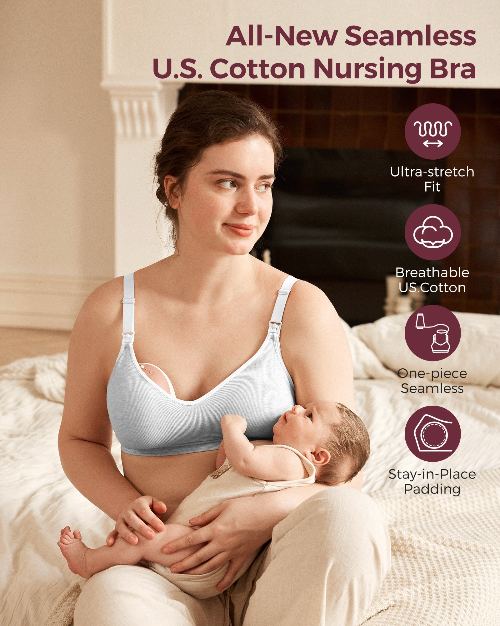 Momcozy Soft U.S. Cotton Seamless Maternity Bra