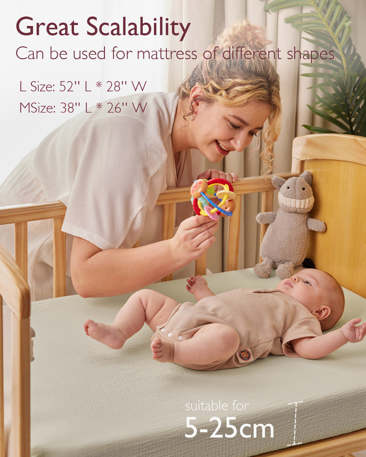 Momcozy Muślin zamontowany arkusze łóżeczków - 2 rozmiary