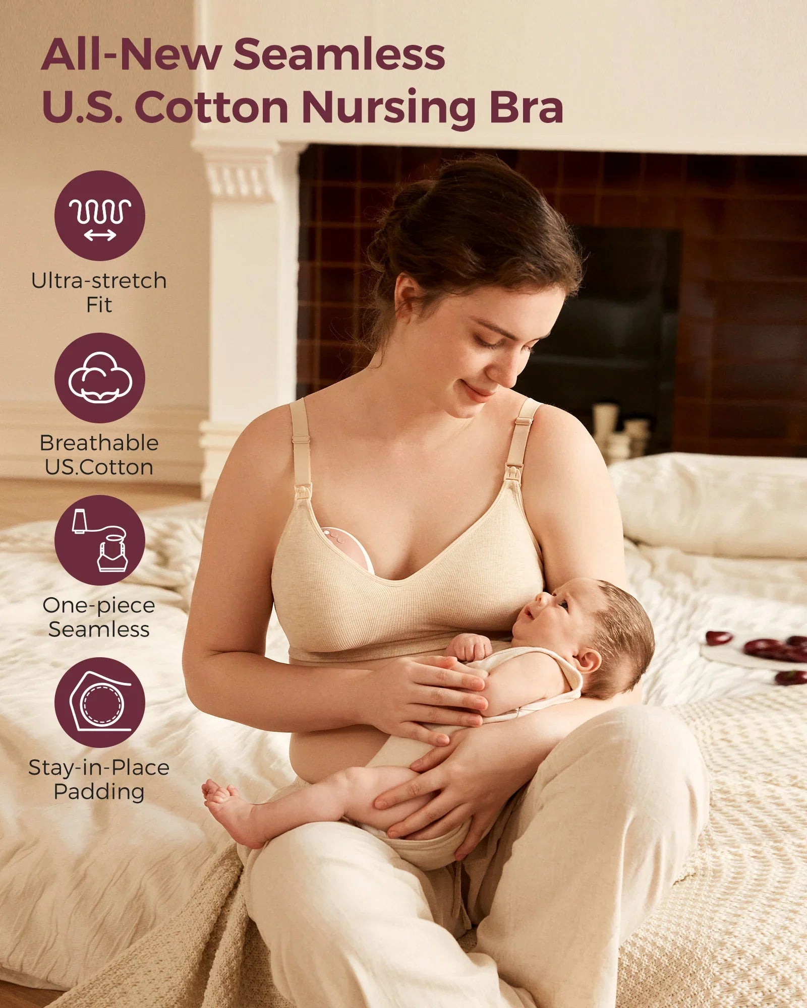 Momcozy Soft U.S. Cotton Seamless Maternity Bra