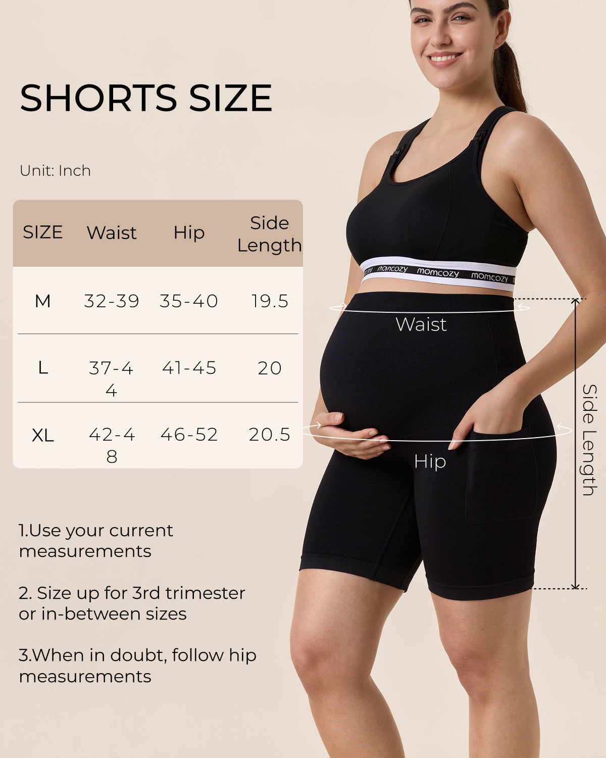 Momcozy Women's 6" Over Belly Maternity Biker Shorts with Pockets