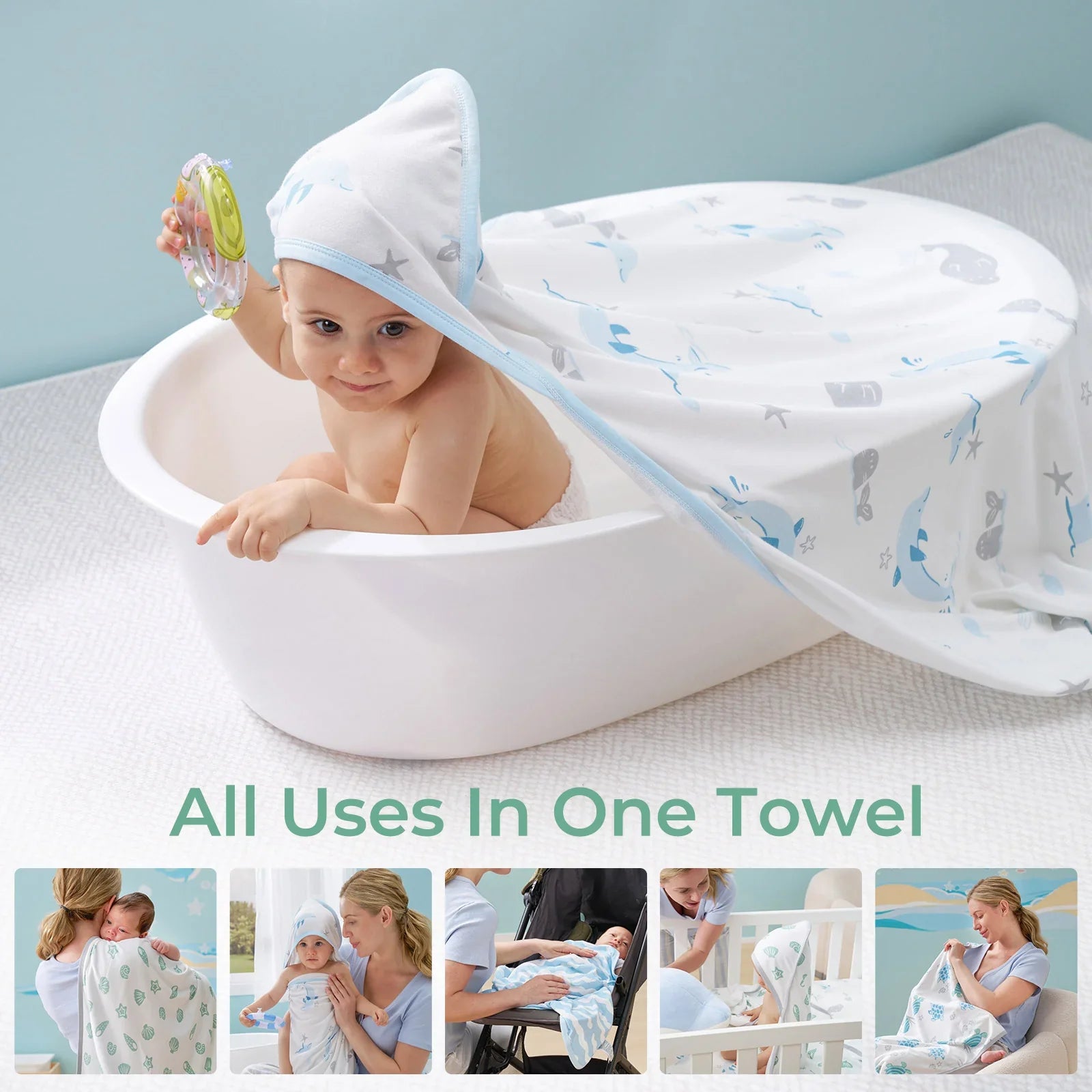MOMCOZY BABY HOODED TELETEL FÜR NEUBORN DUUBE - 2 Zählung (Packung von 1)