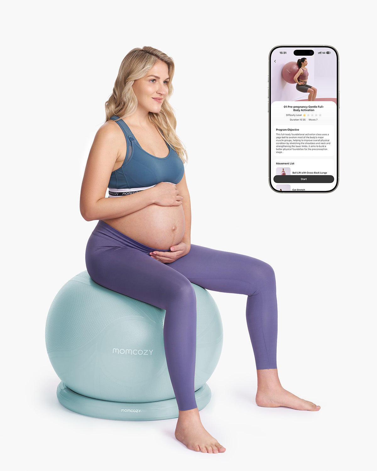 Momcozy BirthEase Pregnancy Ball Set—Maternity Exercise Ball