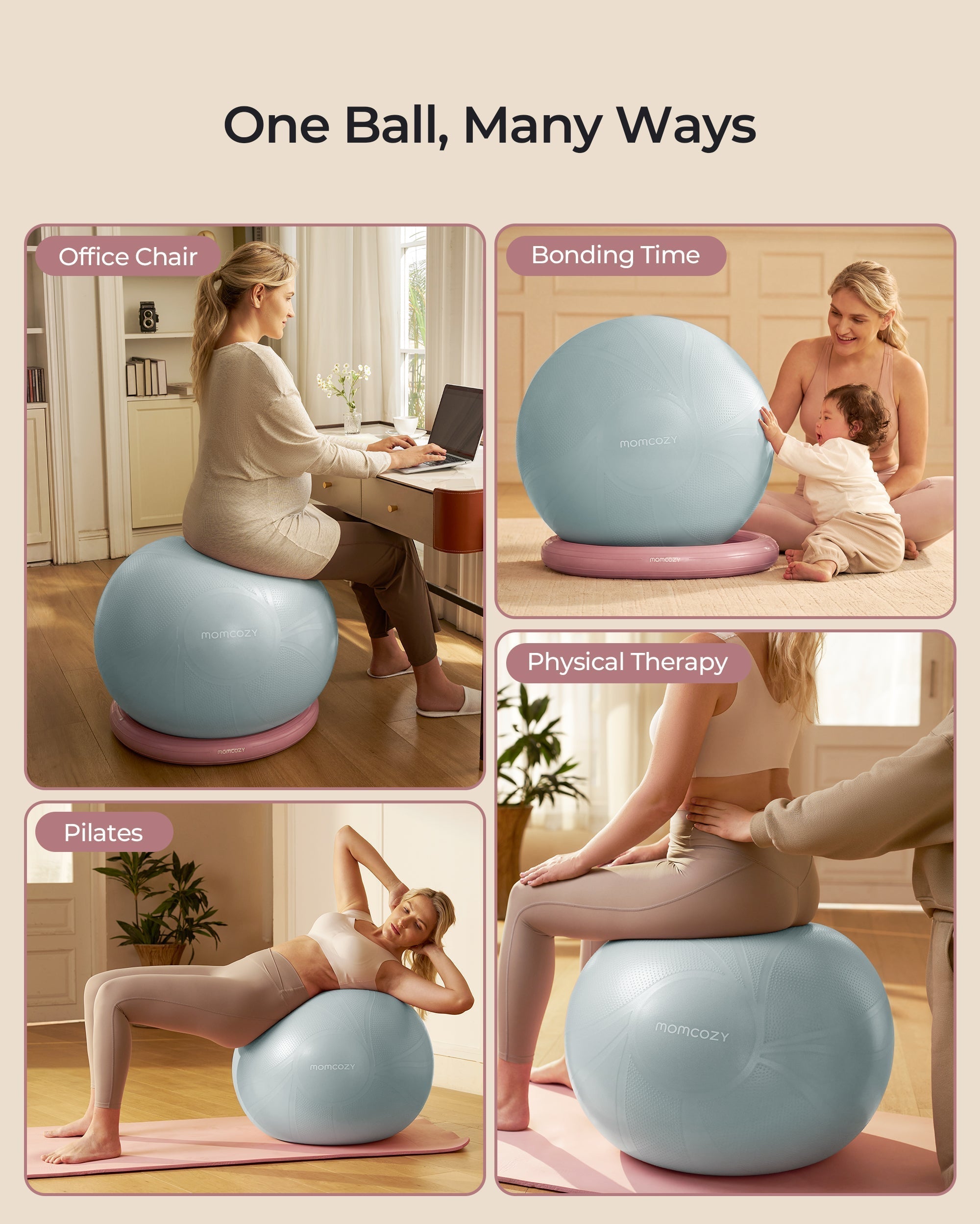 Momcozy BirthEase Maternity Exercise Ball-Glacier Blue