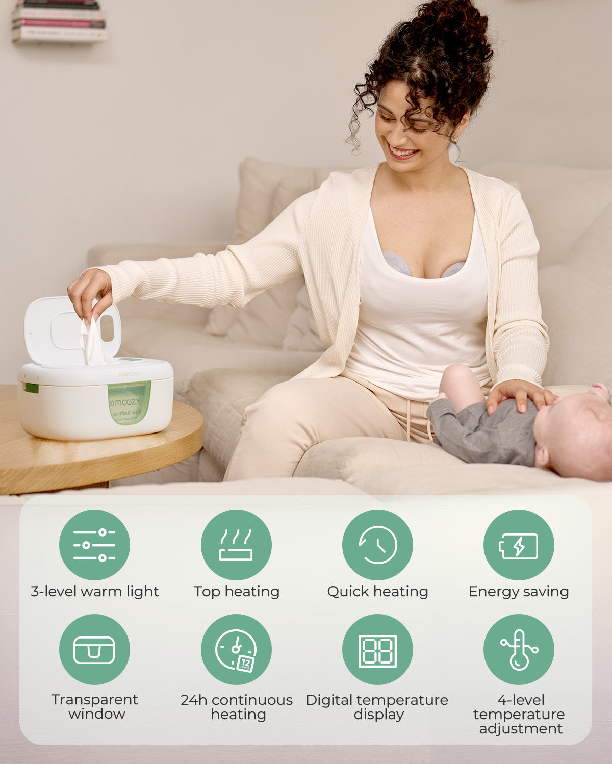 Chauffe-lingettes pour bébé grande capacité Momcozy
