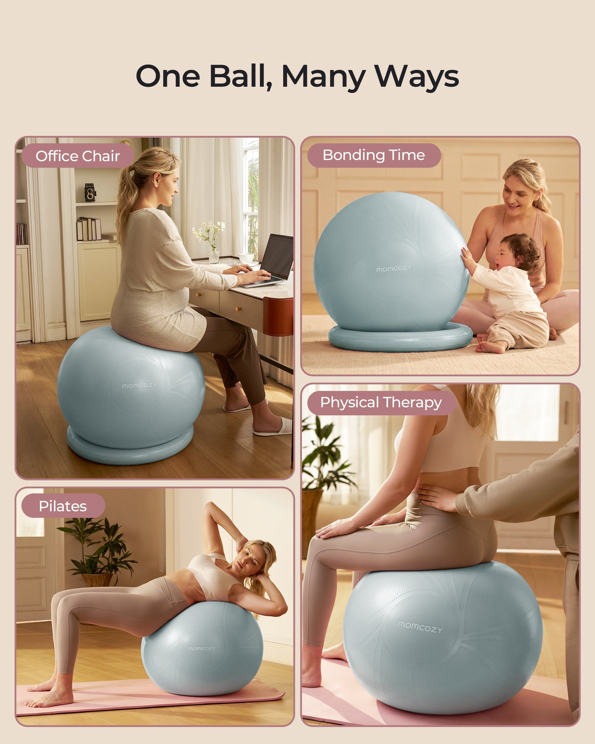 Momcozy BirthEase Pregnancy Ball Set—Maternity Exercise Ball
