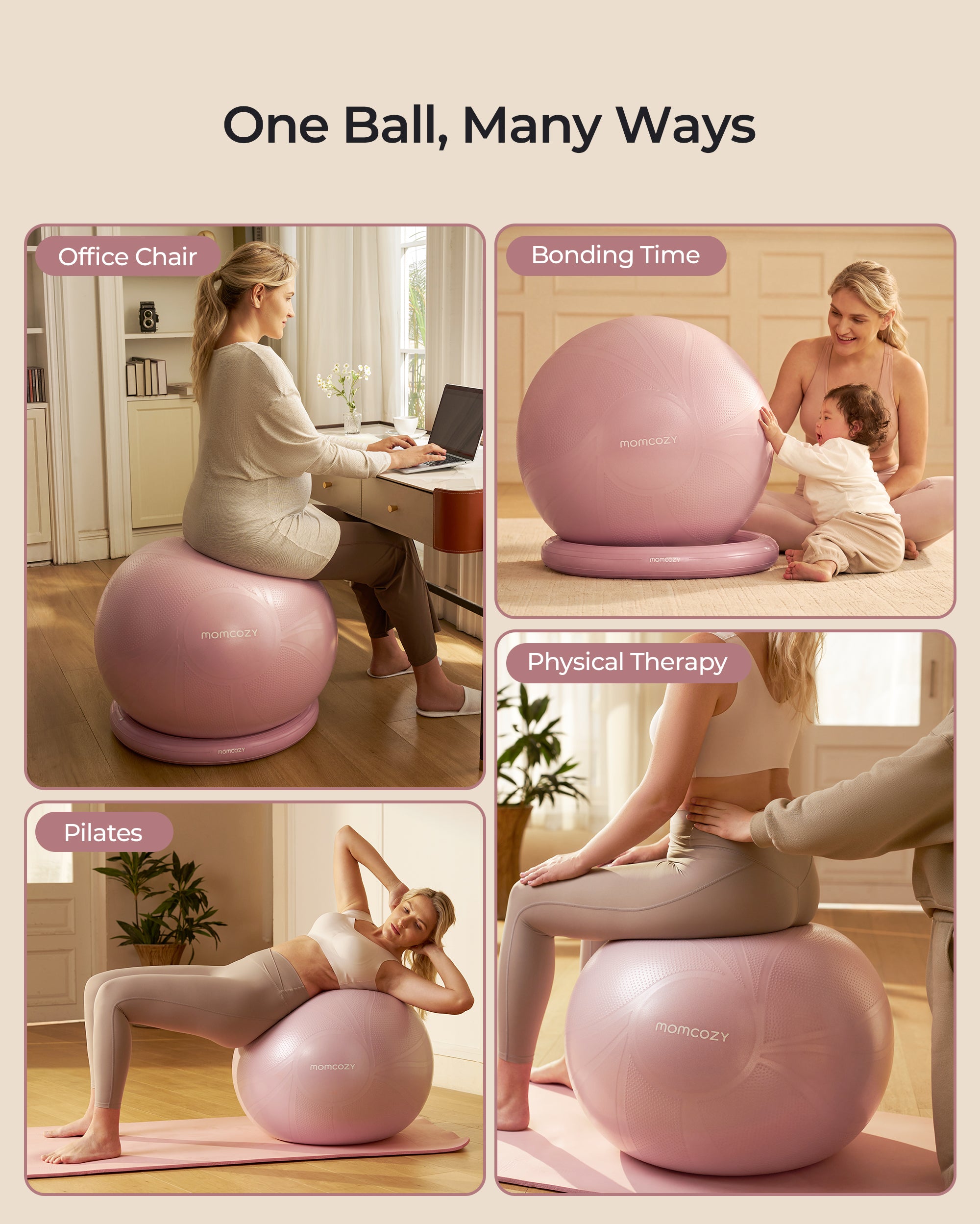 Momcozy BirthEase Pregnancy Ball Set—Maternity Exercise Ball