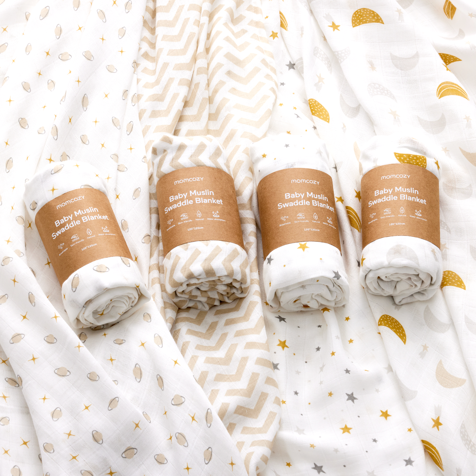 Momcozy Muslin Smouddle Baby Couvertures, 4 pack