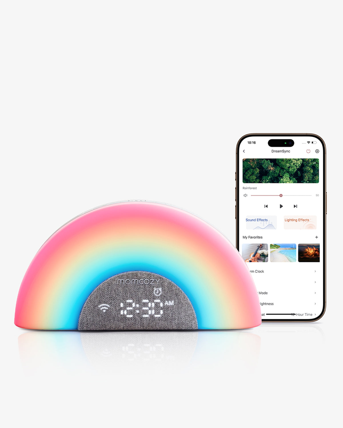 DreamSync™ Máquina de sonido inteligente para bebés - Luz arcoíris y control por app
