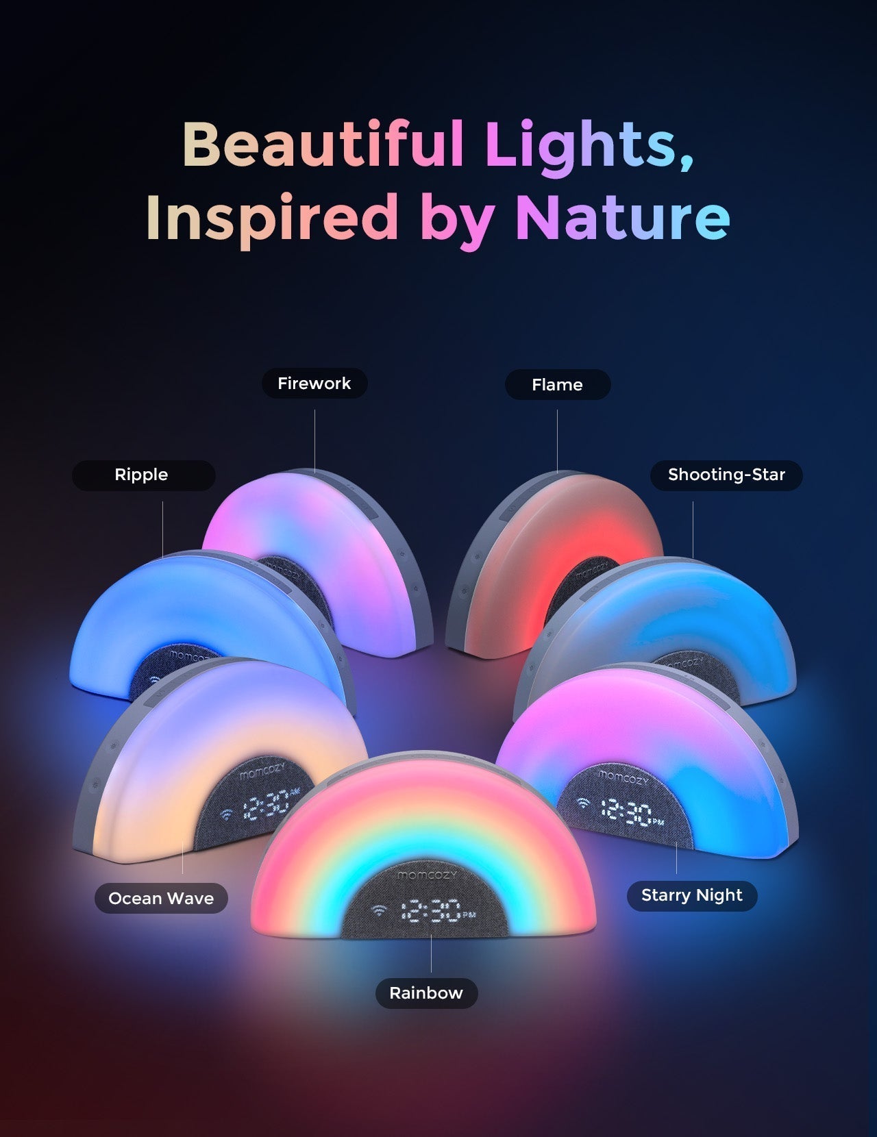 DreamSync™ Máquina de sonido inteligente para bebés - Luz arcoíris y control por app