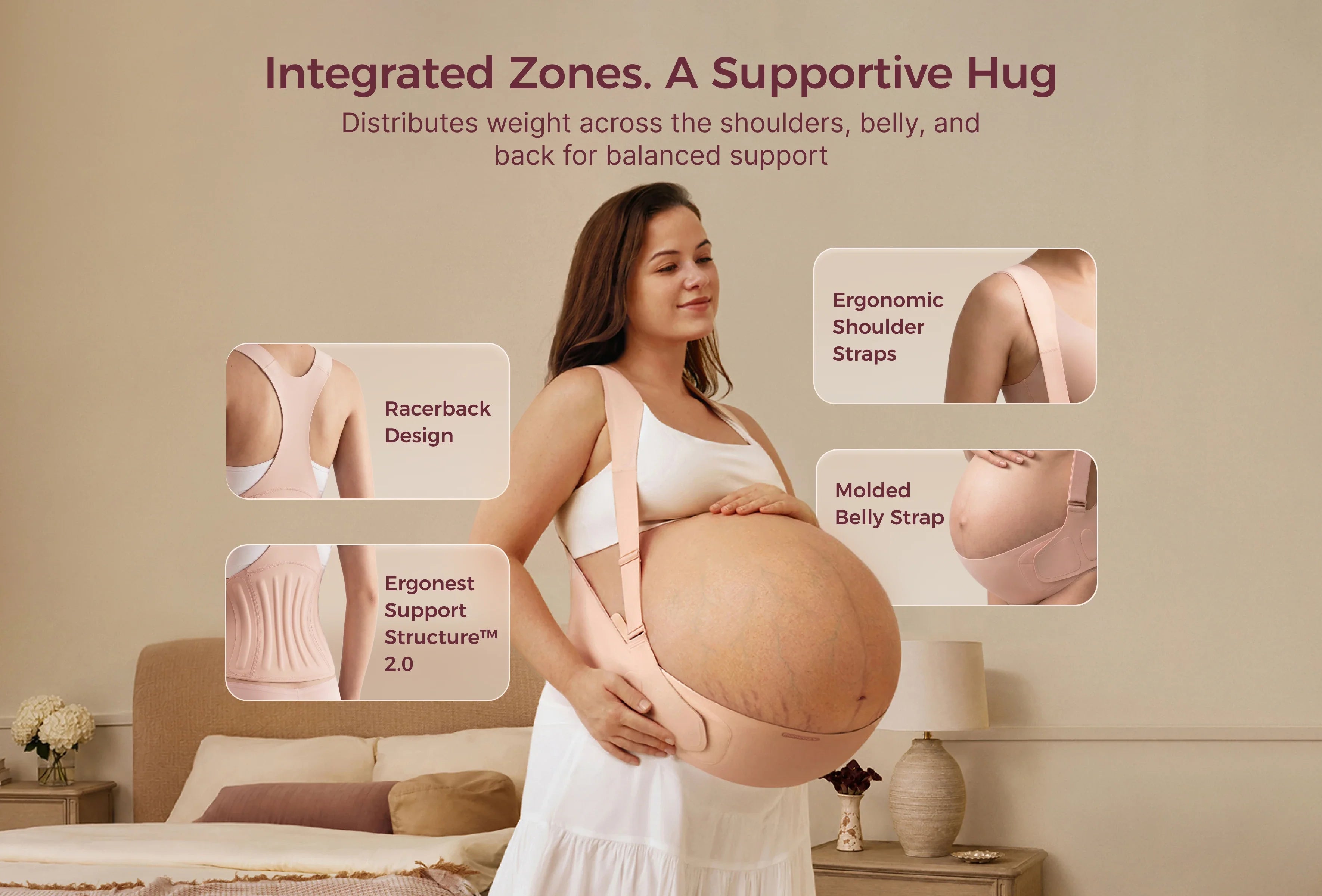 Ceinture de grossesse ergonomique pour soutien du ventre et du dos Momcozy