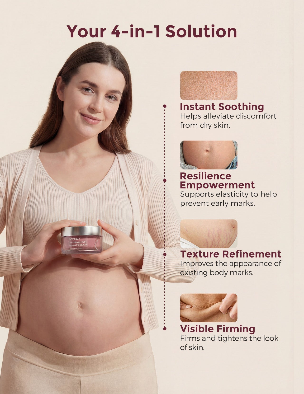 Momcozy Pro-Collagen Belly Firming Moisturizer Stretch Mark Cream