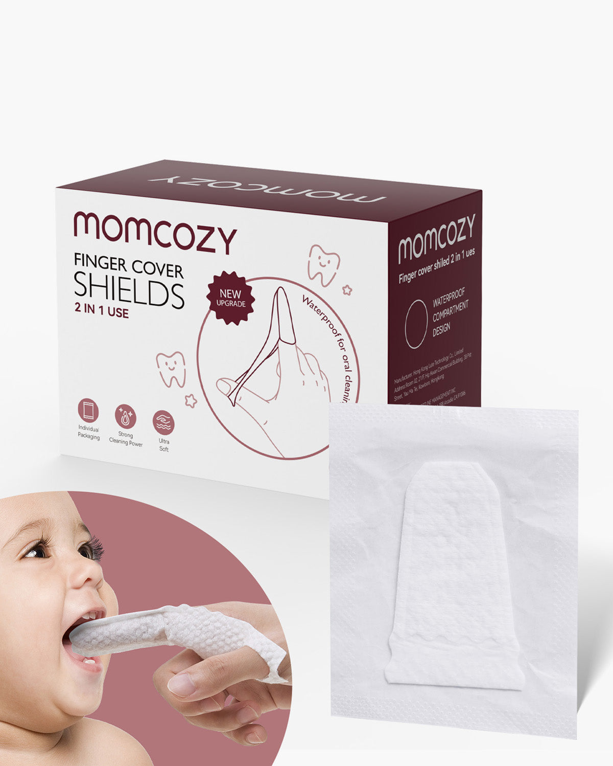 Serie de cuidado bucal Momcozy: toallitas de dedo (30 uds)