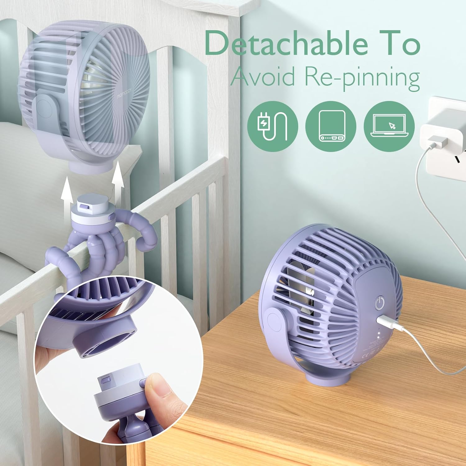 Ventilador portátil recargable por USB para viajes